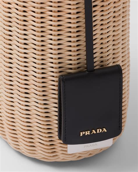 prada bucket tote|Prada wicker bucket bag.